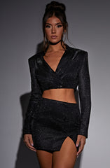 Stefania Mini Skirt - Black Sparkle Skirt Babyboo Fashion Premium Exclusive Design