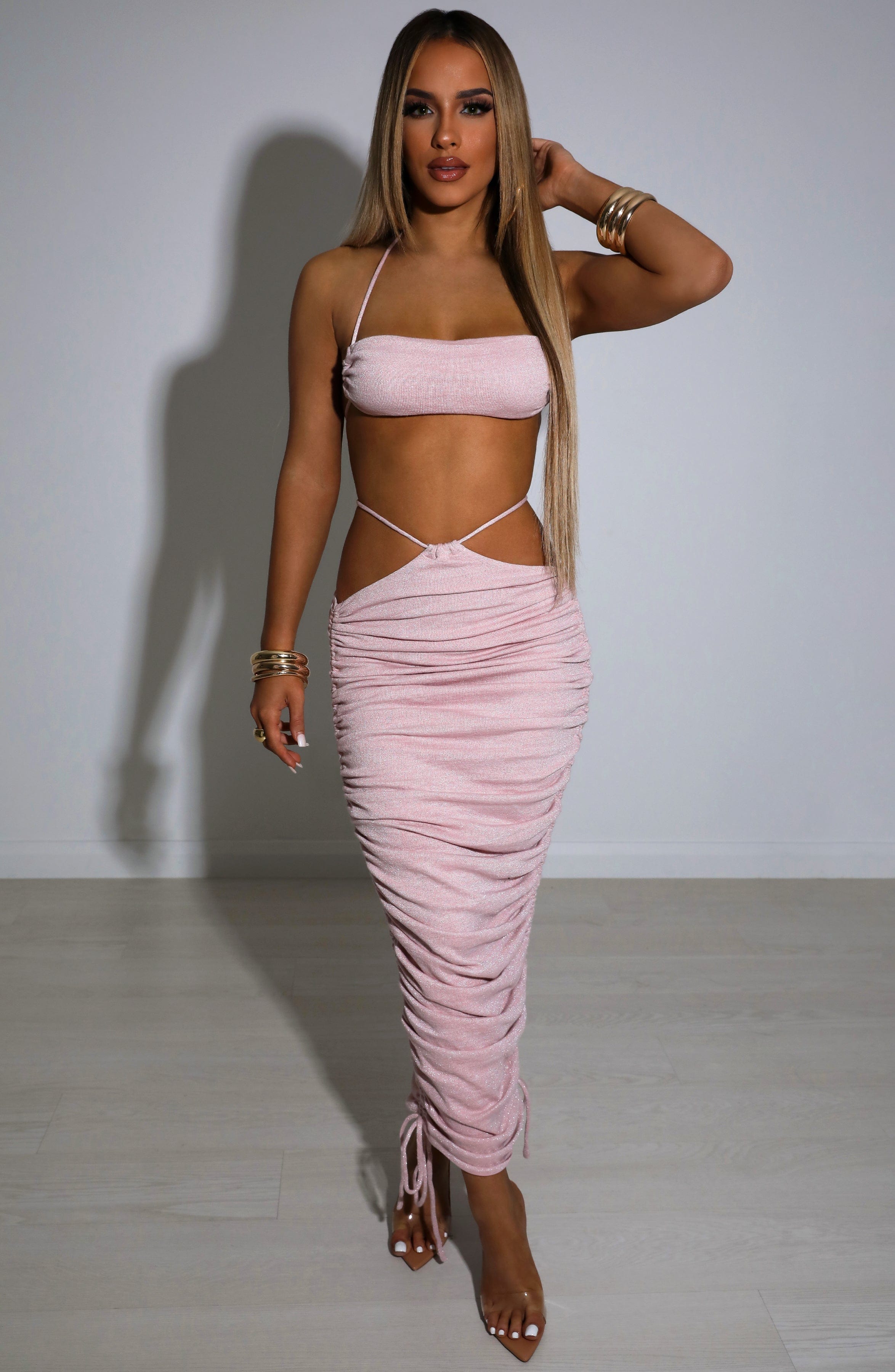 Valencia Maxi Skirt - Baby Pink Sparkle Babyboo Fashion Premium Exclusive Design