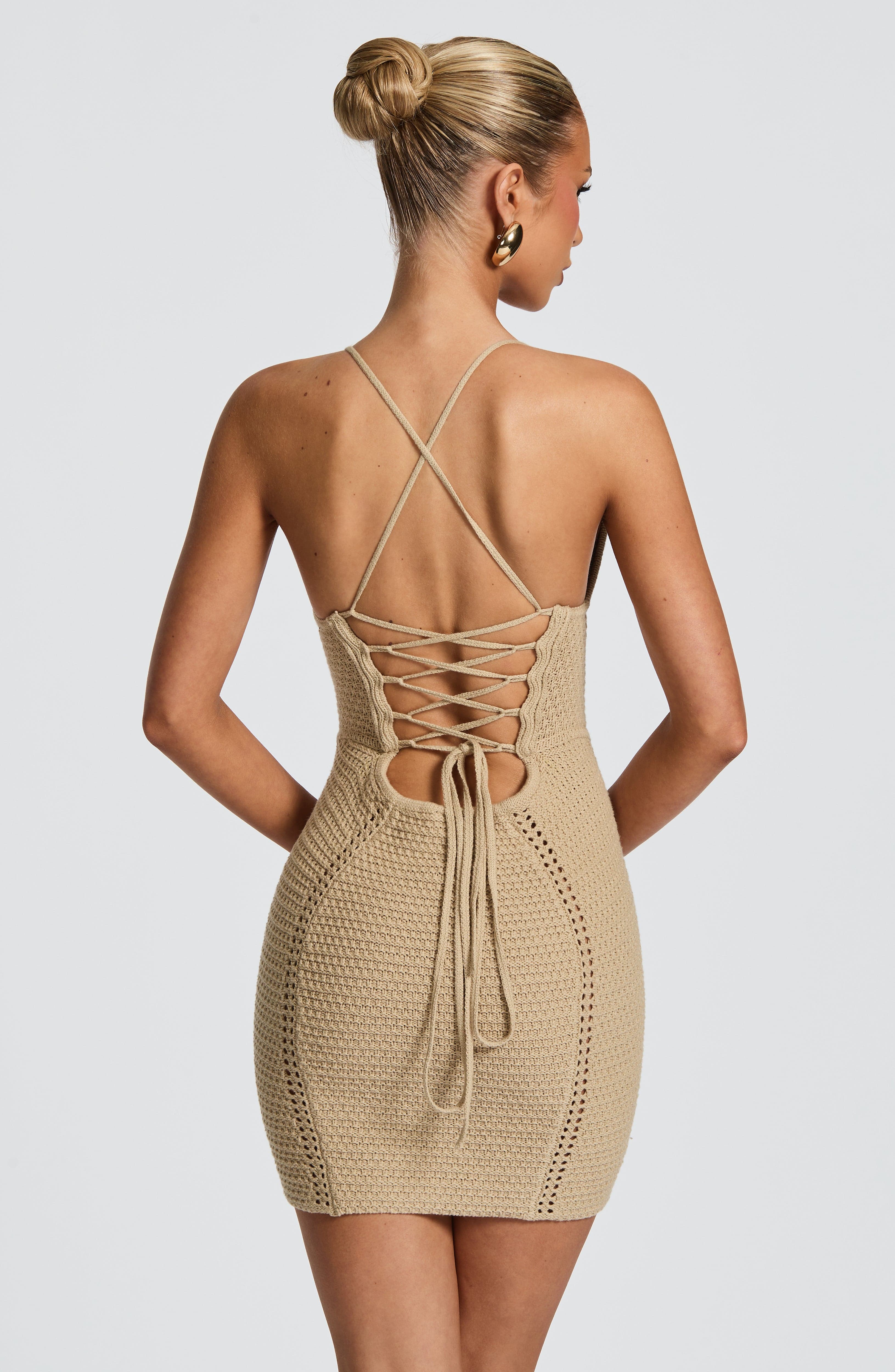 Xanthe Mini Dress - Beige Dress Babyboo Fashion Premium Exclusive Design